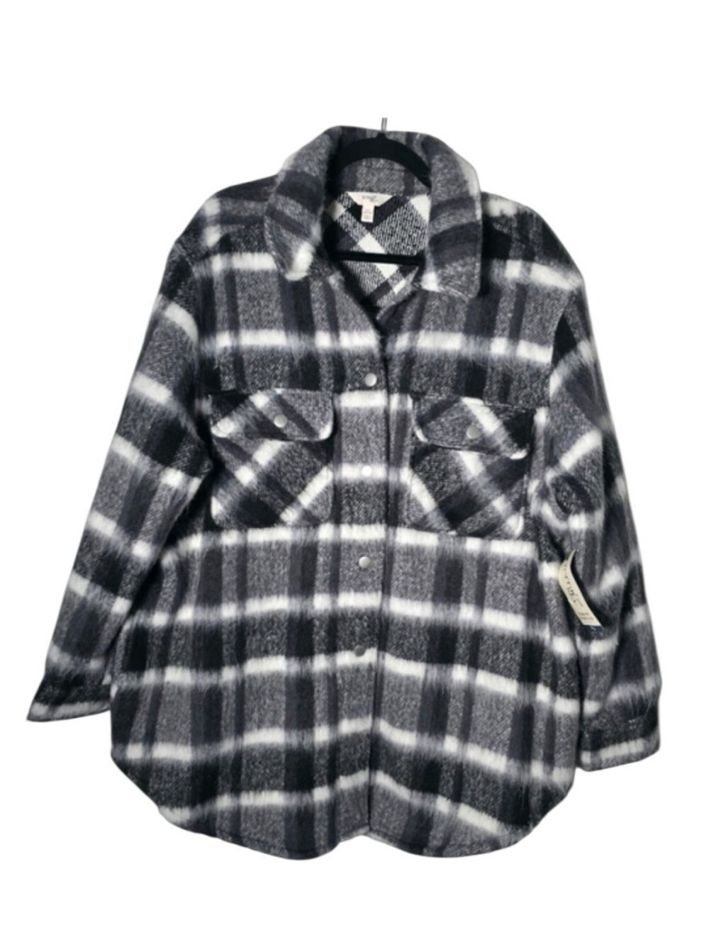 Terra & Sky Women's Plus Size Brushed Plaid Button Down Shacket, 1X